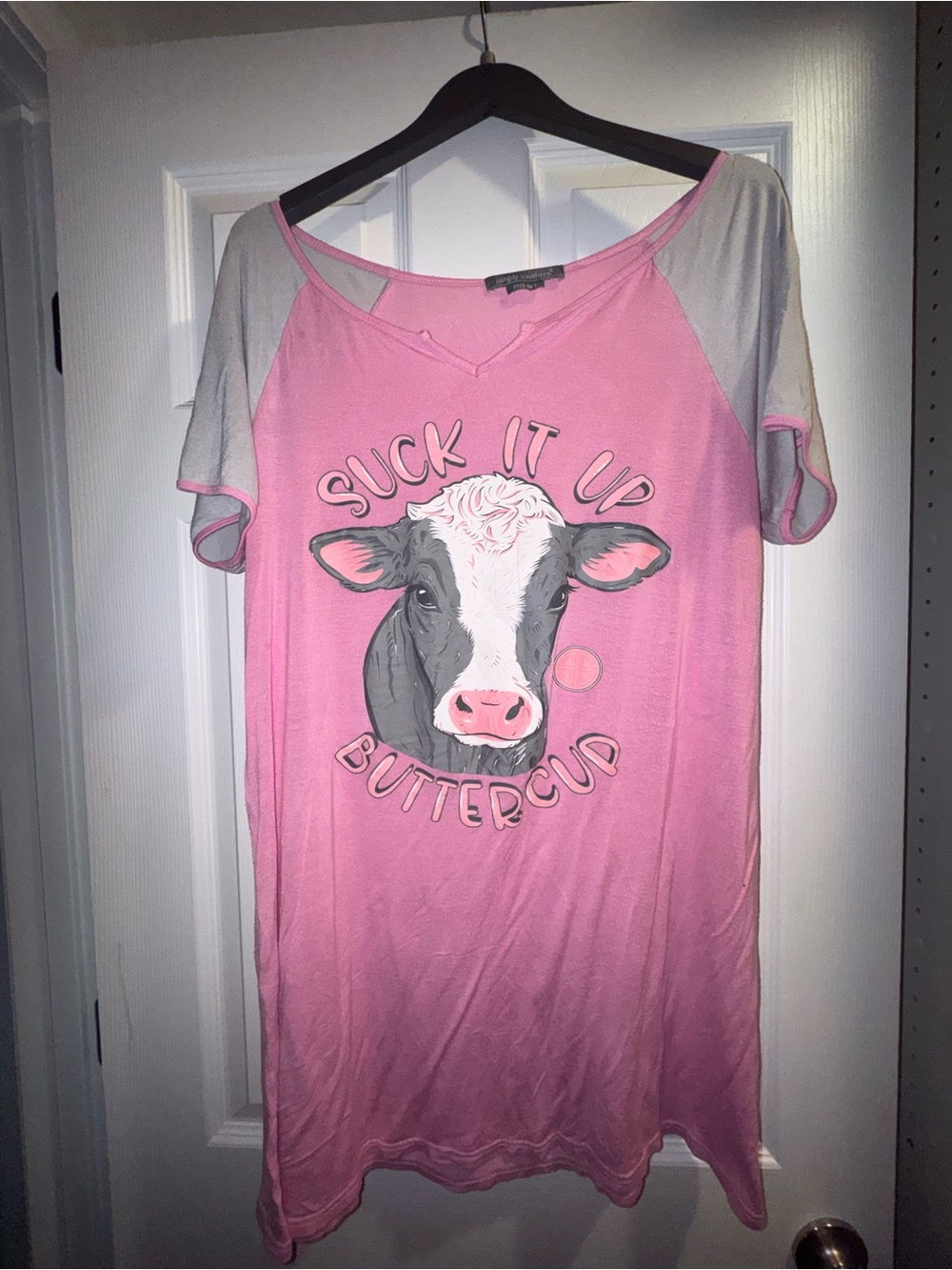Simply Southern pink Graphic Nightshirt "Suck It Up Buttercup" Sz M-L